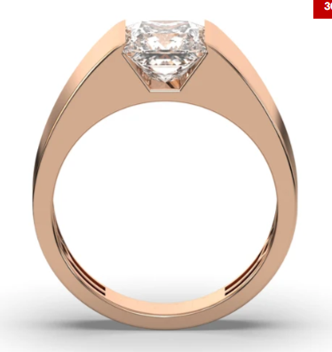 rose gold solitaire engagement ring tension-style half-bezel setting
