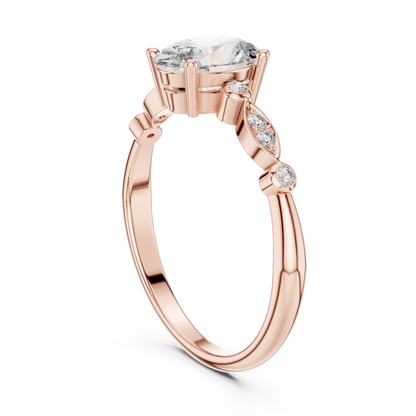 Oval solitaire round diamond ring