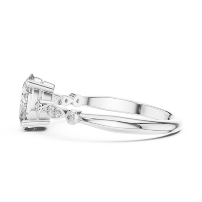 Oval solitaire round diamond ring