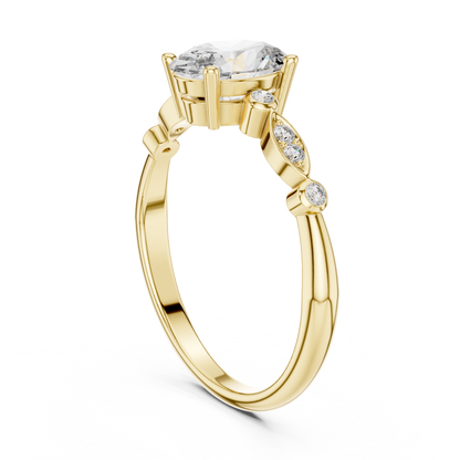 Oval solitaire round diamond ring