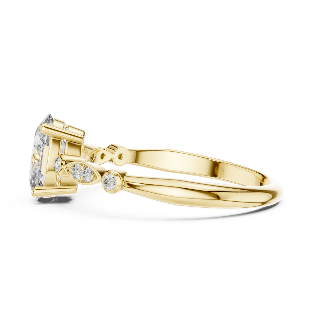 oval solitaire round diamond ring