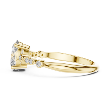Oval solitaire round diamond ring