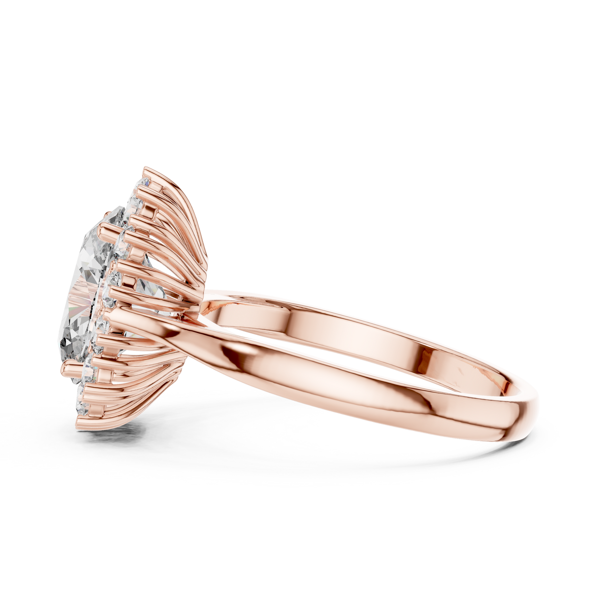 oval lab grown diamond halo engagement ring