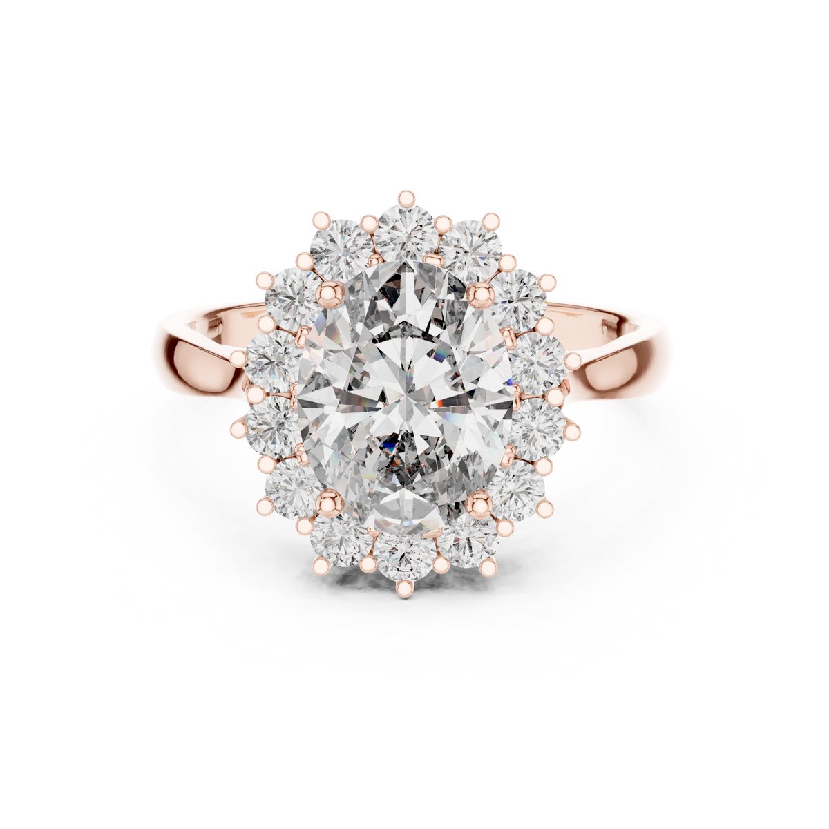 oval lab grown diamond halo engagement ring