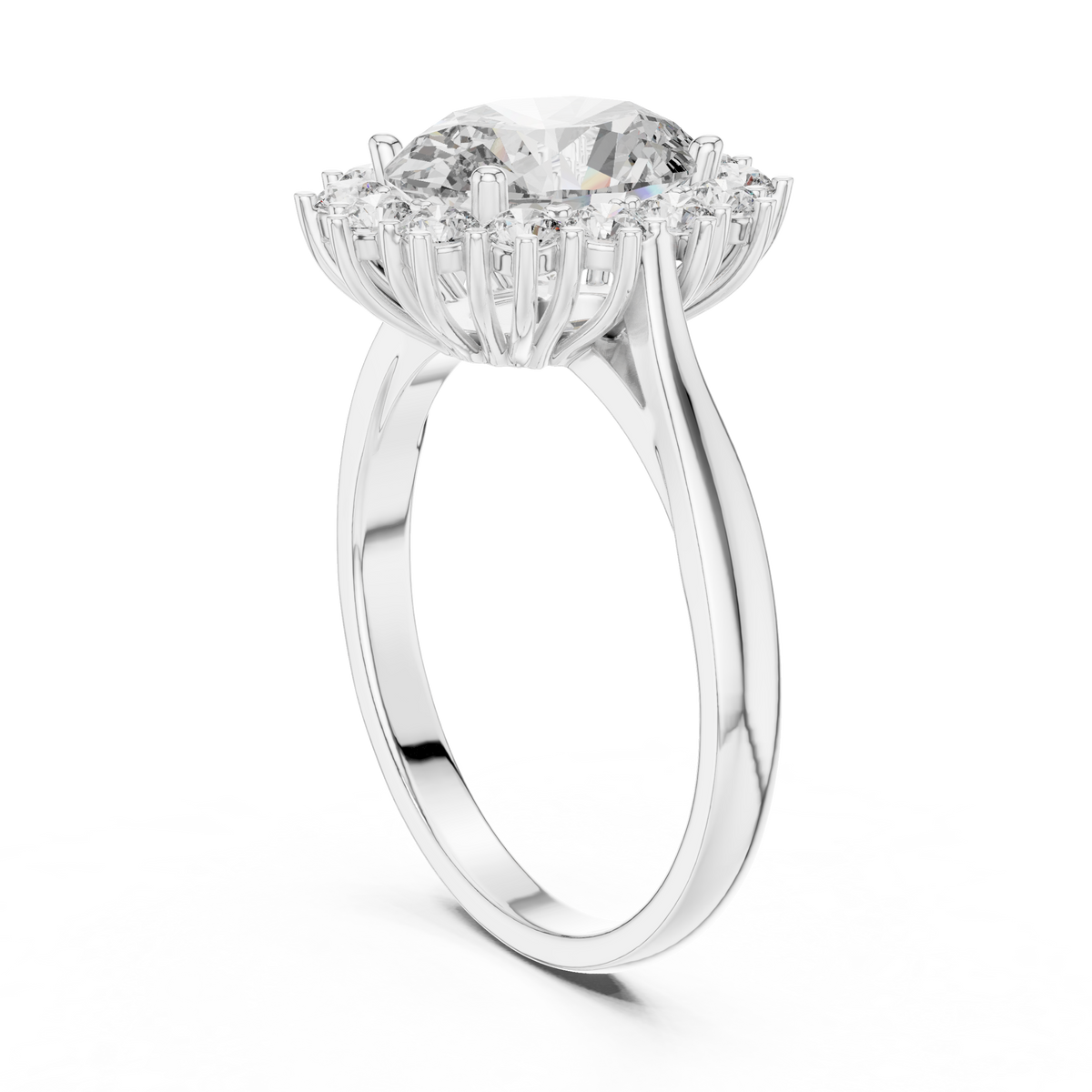 oval lab grown diamond halo engagement ring