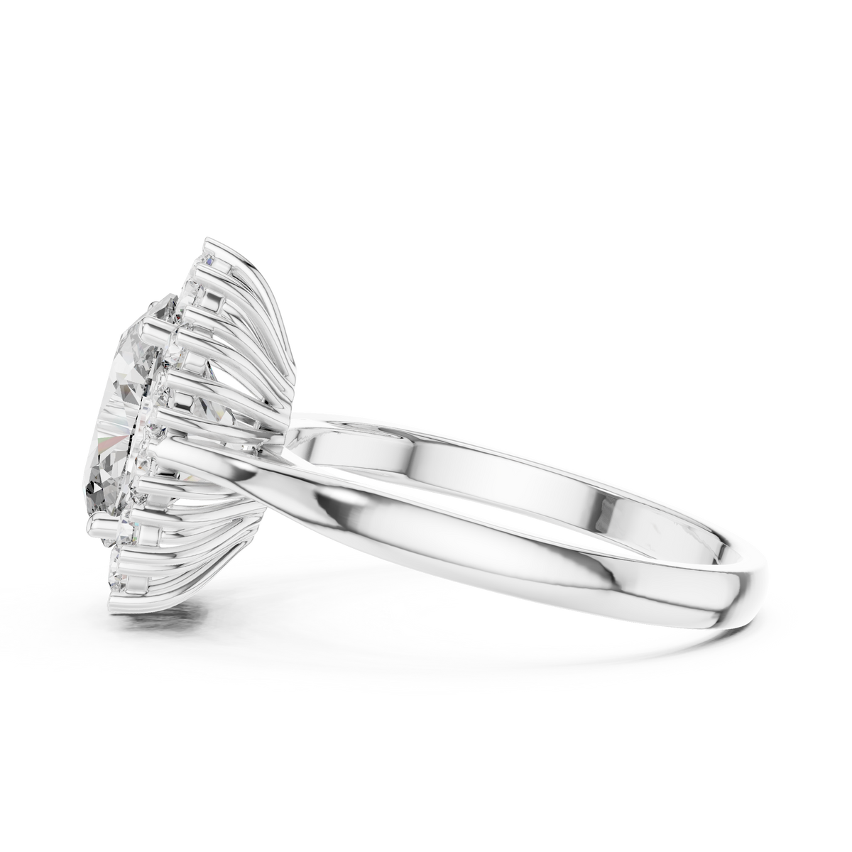 oval lab grown diamond halo engagement ring