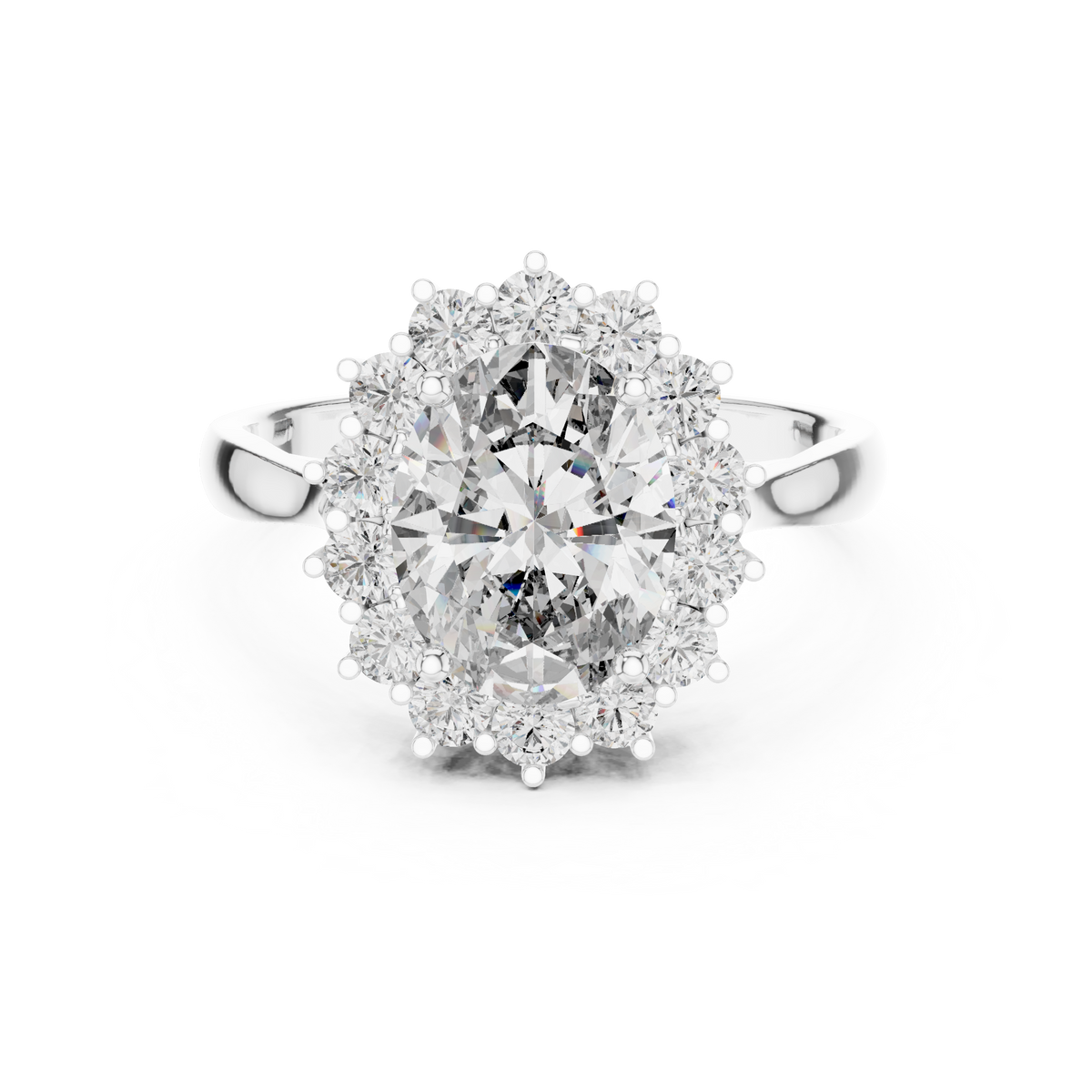 oval lab grown diamond halo engagement ring