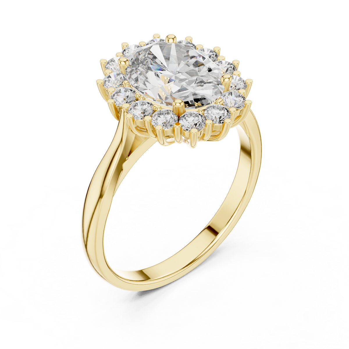 oval lab grown diamond halo engagement ring