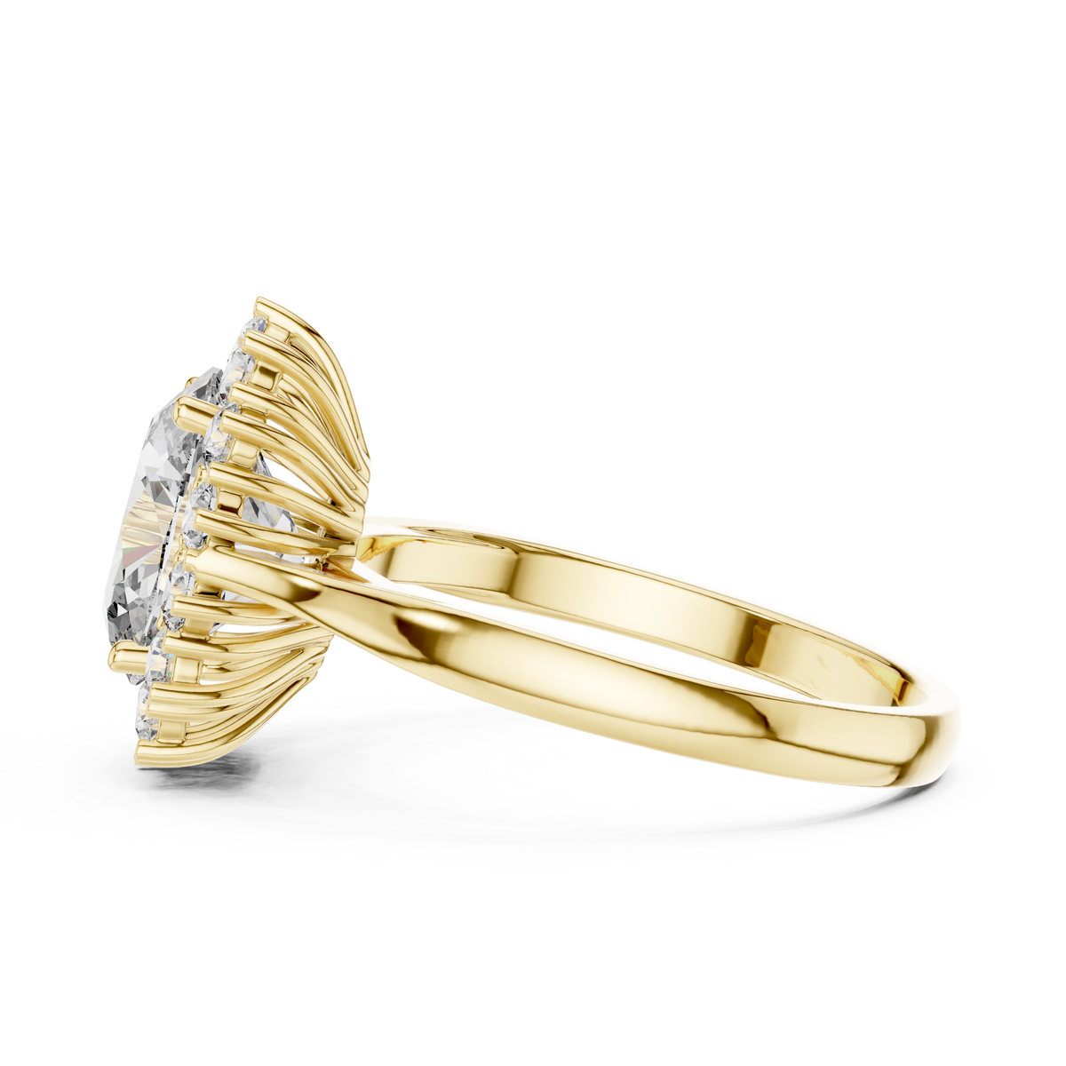 oval lab grown diamond halo engagement ring