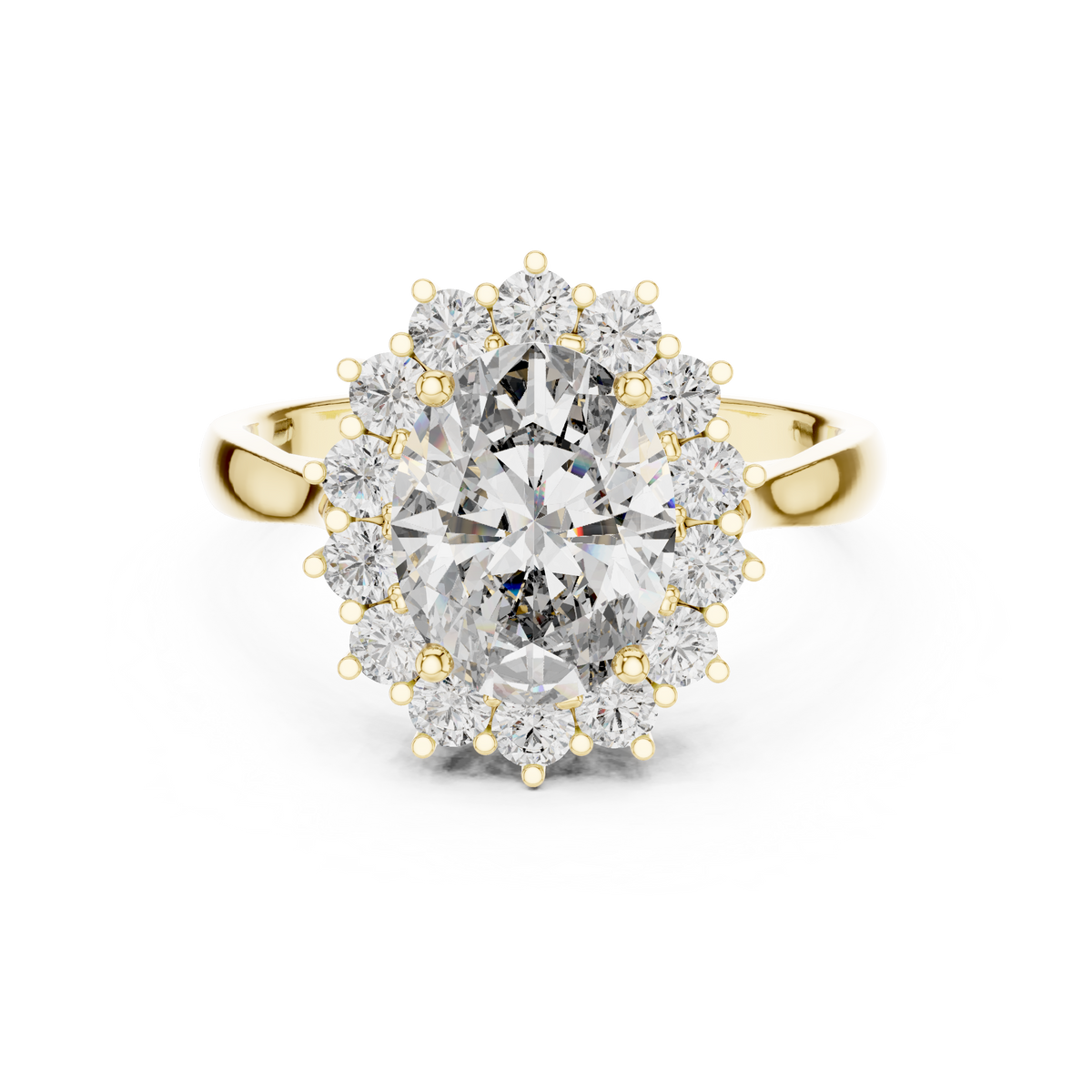 oval lab grown diamond halo engagement ring
