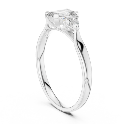 Emerald Cut Three Stone Engagement Ring with Trillion Side Stones