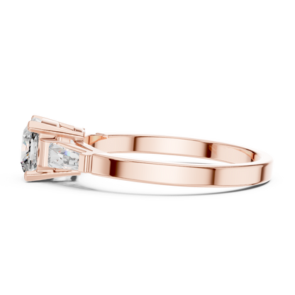 Cushion Cut Engagement Ring With Tapered Baguette Side Stone