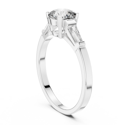 Cushion Cut Engagement Ring With Tapered Baguette Side Stone