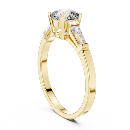 Cushion Cut Engagement Ring With Tapered Baguette Side Stone