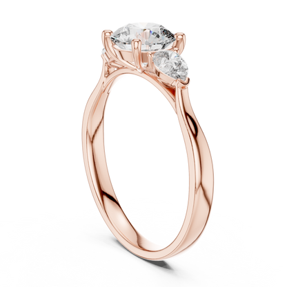 Round Pear Three-Stone Lab Grown Ring