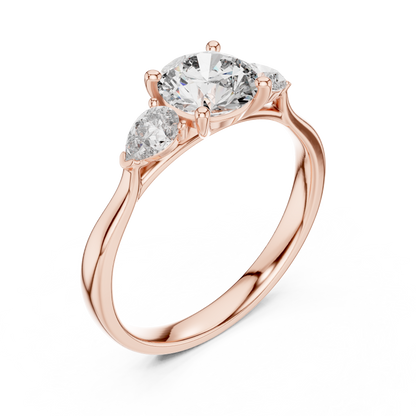 Round Pear Three-Stone Lab Grown Ring