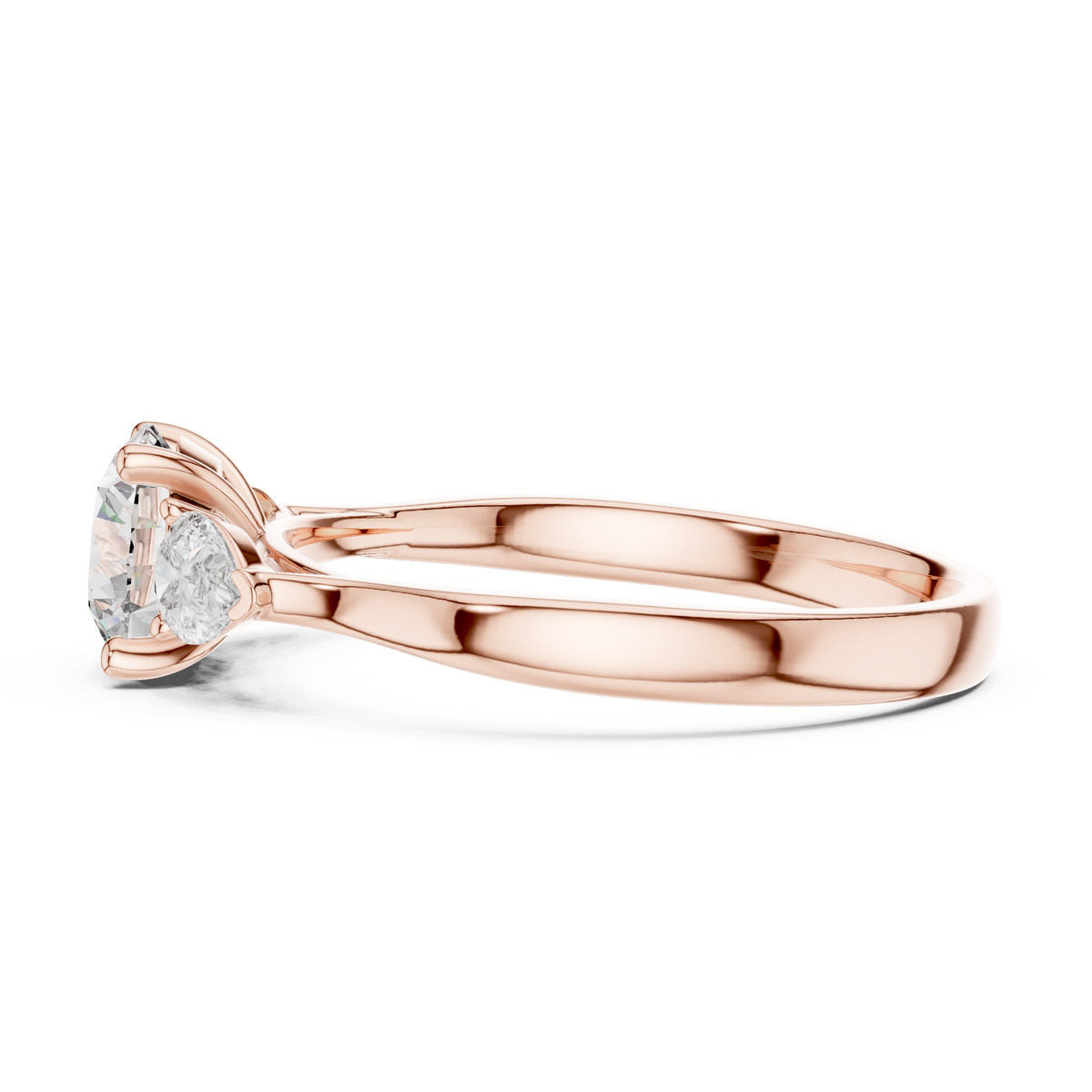 round pear three-stone lab grown ring
