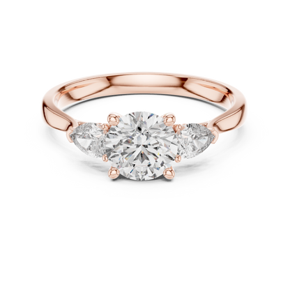 Round Pear Three-Stone Lab Grown Ring
