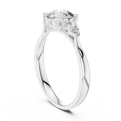 Round Pear Three-Stone Lab Grown Ring
