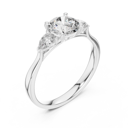 Round Pear Three-Stone Lab Grown Ring