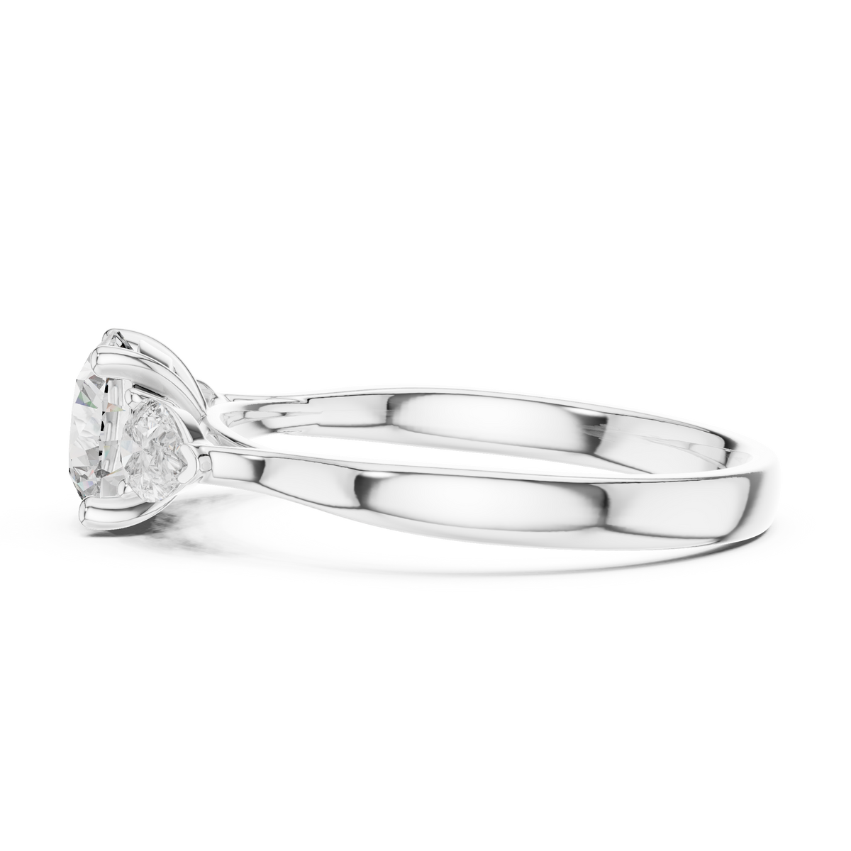 round pear three-stone lab grown ring