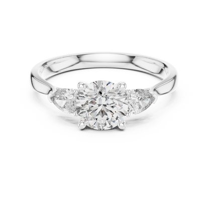 Round Pear Three-Stone Lab Grown Ring