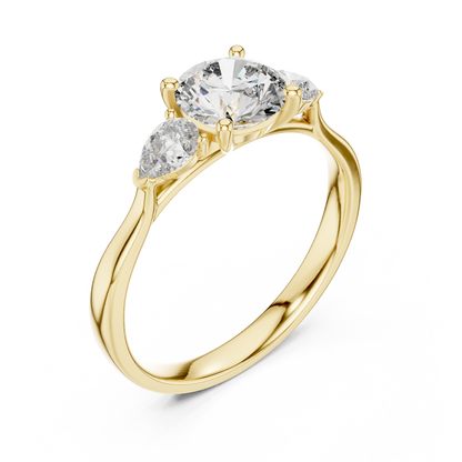 Round Pear Three-Stone Lab Grown Ring