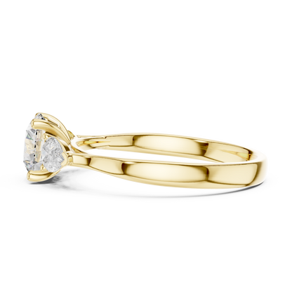 Round Pear Three-Stone Lab Grown Ring