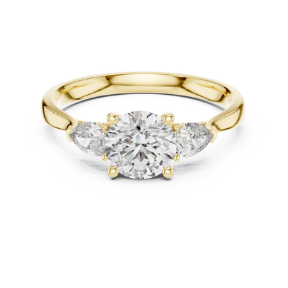 Round Pear Three-Stone Lab Grown Ring