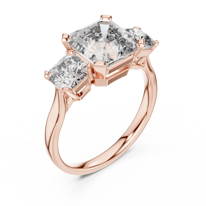 Square Radiant Three Stone Ring