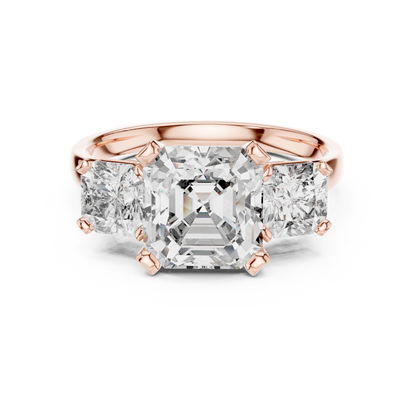 Square Radiant Three Stone Ring