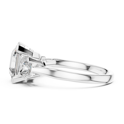 Square Radiant Three Stone Ring