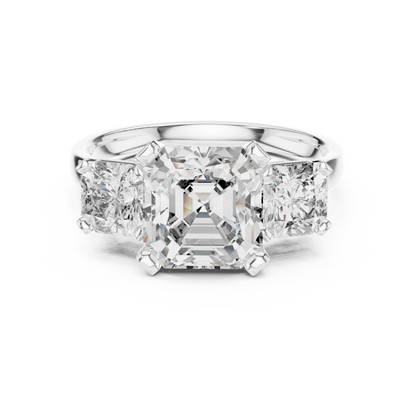 Square Radiant Three Stone Ring