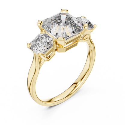Square Radiant Three Stone Ring