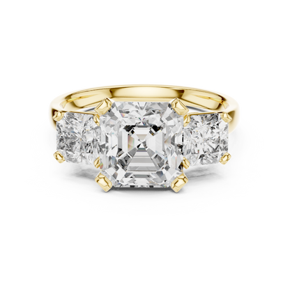 Square Radiant Three Stone Ring