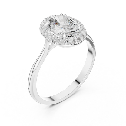 Oval Diamond Halo Engagement Ring