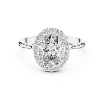 Oval Diamond Halo Engagement Ring