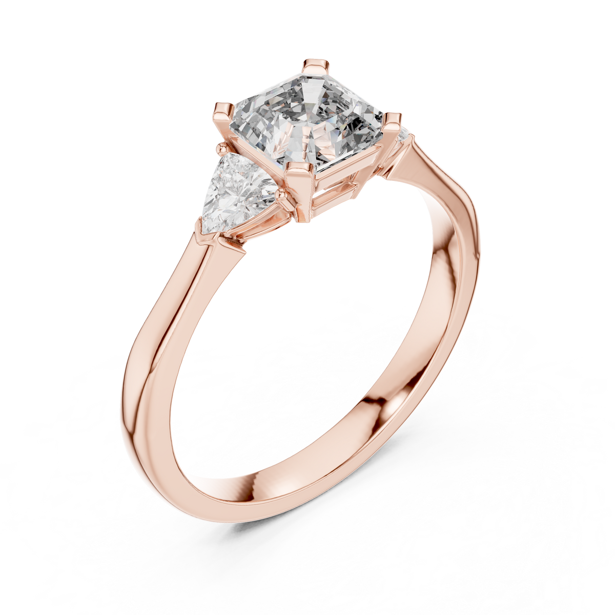 emerald cut two trillion diamond ring