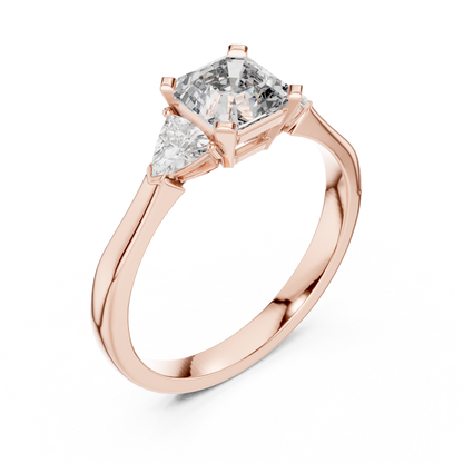 Emerald Cut Two Trillion Diamond Ring