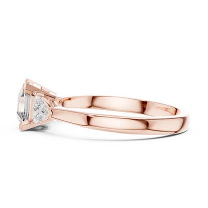 Emerald Cut Two Trillion Diamond Ring