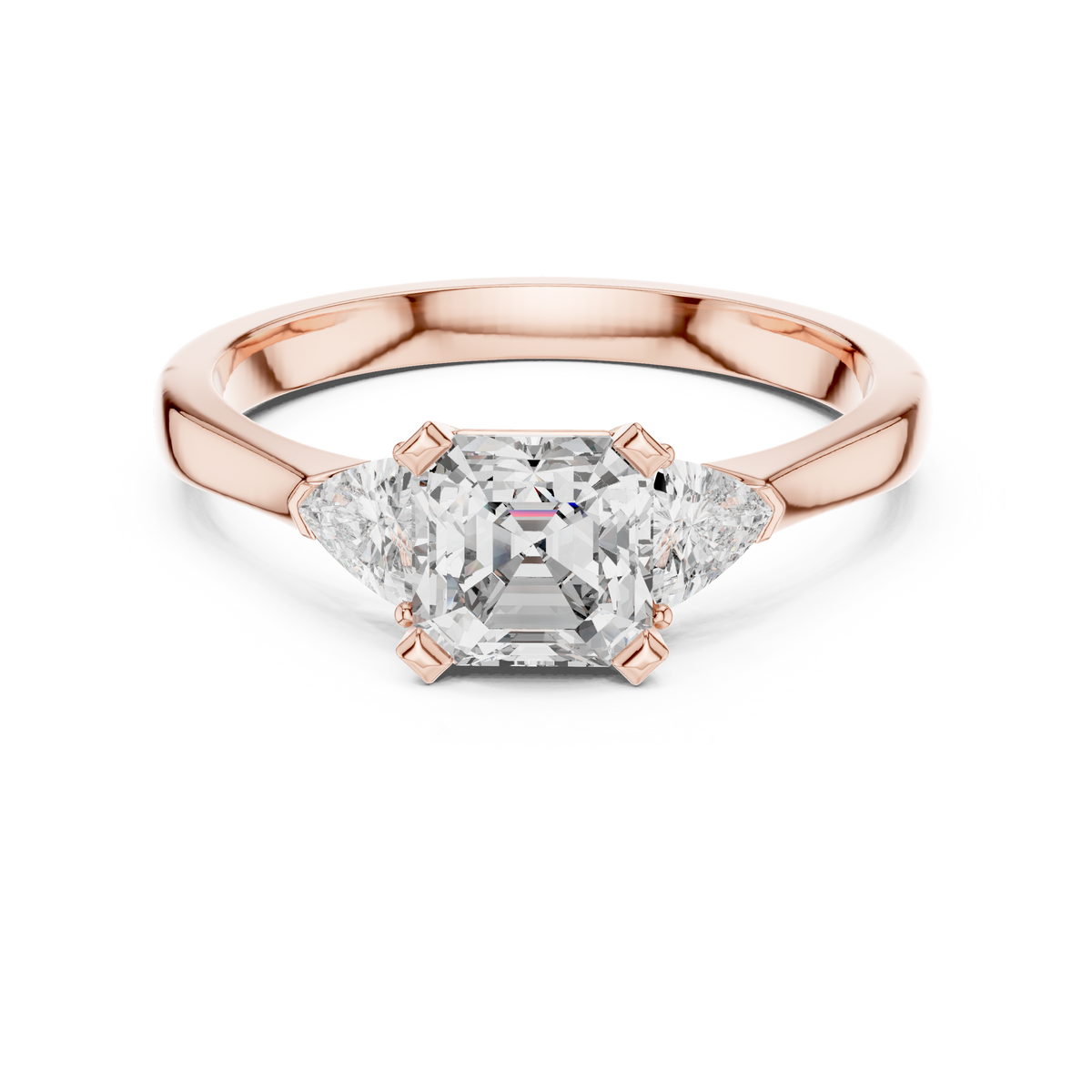 emerald cut two trillion diamond ring