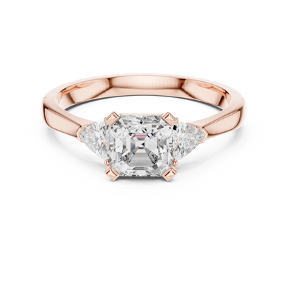 Emerald Cut Two Trillion Diamond Ring