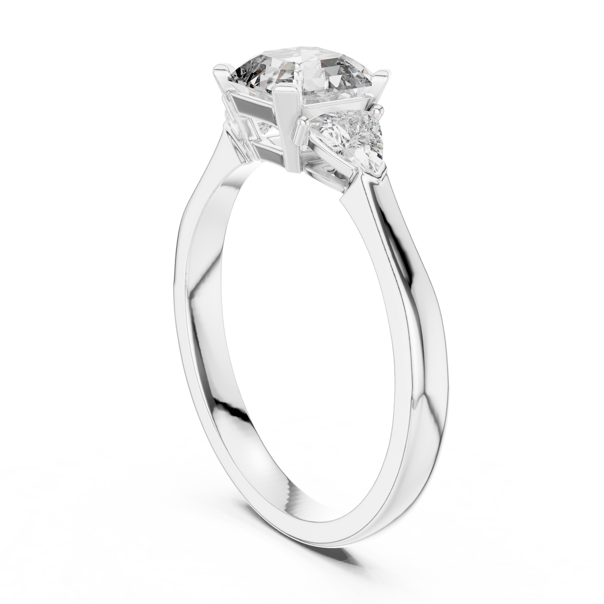 emerald cut two trillion diamond ring
