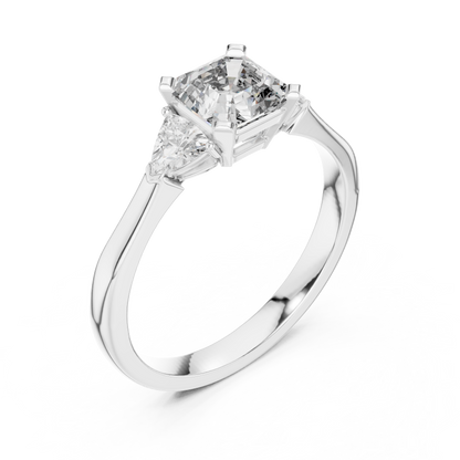Emerald Cut Two Trillion Diamond Ring