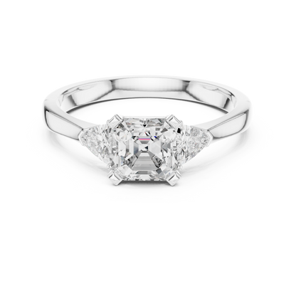 Emerald Cut Two Trillion Diamond Ring