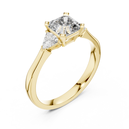 Emerald Cut Two Trillion Diamond Ring