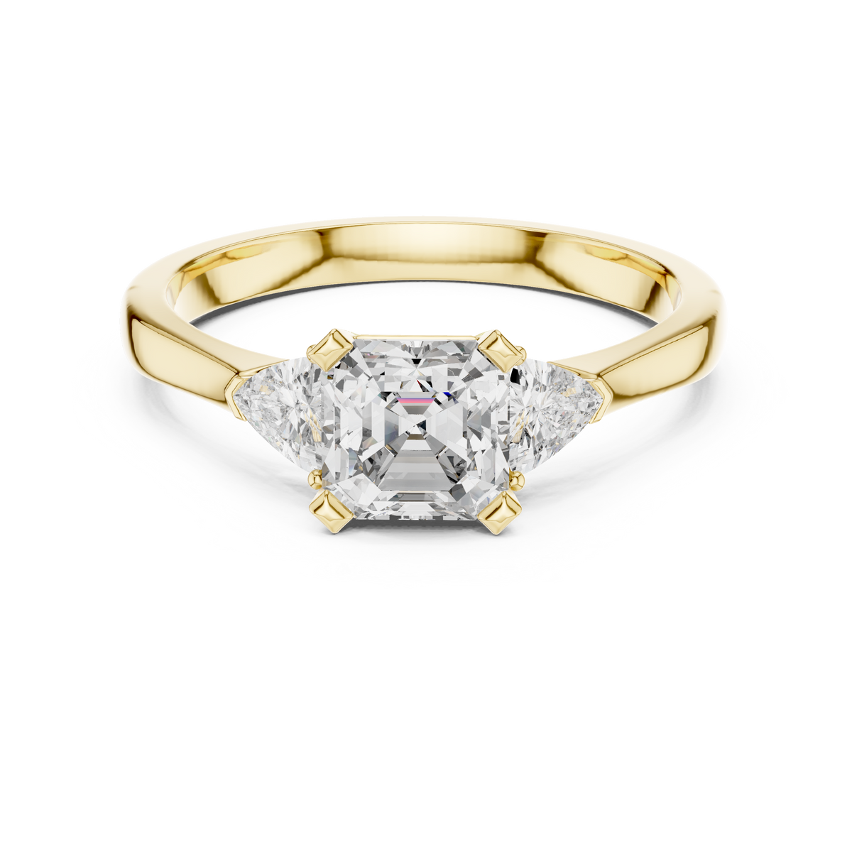 emerald cut two trillion diamond ring