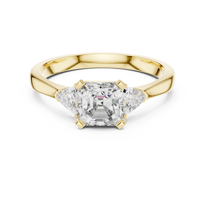 Emerald Cut Two Trillion Diamond Ring