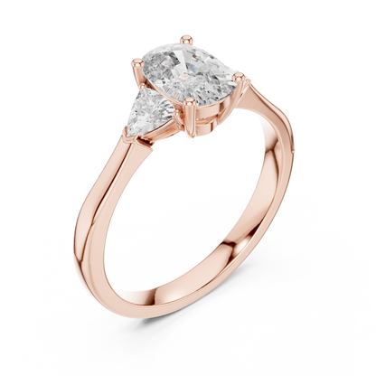 Cushion Stone with Trillion Side Stone Engagement Ring
