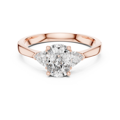 Cushion Stone with Trillion Side Stone Engagement Ring
